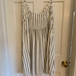 White with black thin spaghetti strap dress